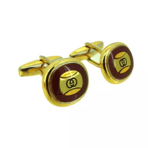 GUCCI Cuffs Double G Bordeaux Gold & Silver Bracket Authentic USED T20613 authen - Picture 3 of 16